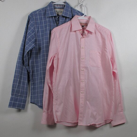 BUNDLE OF 2 THOMAS PINK DRESS SHIRTS - Picture 1 of 10